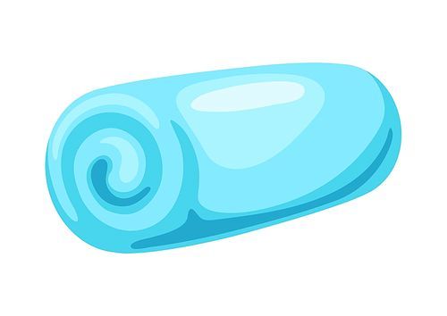 Illustration of rolled blue towel. Spa or sport cartoon icon.