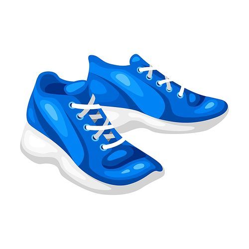 Illustration of blue sneakers. Fitness sport cartoon icon.