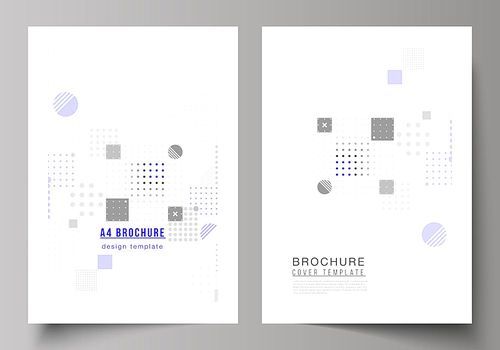 The vector layout of A4 format modern cover mockups design templates for brochure, magazine, flyer, booklet, annual report. Abstract vector background with fluid geometric shapes