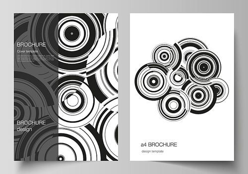 Vector layout of A4 format modern cover mockups design template for brochure, magazine, flyer, booklet, report. Trendy geometric abstract background in minimalistic flat style with dynamic composition.