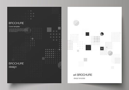 The vector layout of A4 format modern cover mockups design templates for brochure, magazine, flyer, booklet, annual report. Abstract vector background with fluid geometric shapes