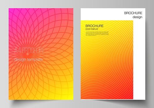 The vector layout of A4 format modern cover mockups design templates for brochure, magazine, flyer, booklet, annual report. Abstract geometric pattern with colorful gradient business background