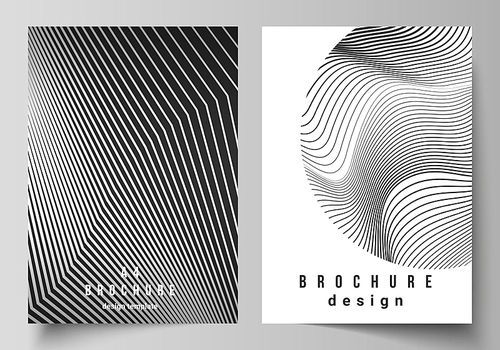 Vector layout of A4 format modern cover mockups design templates for brochure, flyer, booklet, report. Geometric abstract background, futuristic science and technology concept for minimalistic design