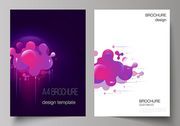 The vector layout of A4 format modern cover mockups design templates for brochure, magazine, flyer, booklet, annual report. Black background with fluid gradient, liquid pink colored geometric element