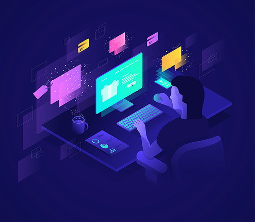 Isometric illustration on the topic of e-Commerce. Vector illustration