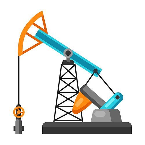 Illustration of oil pumpjack. Industrial equipment in flat style.