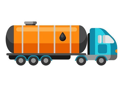 Illustration of oil tank truck. Industrial equipment in flat style.