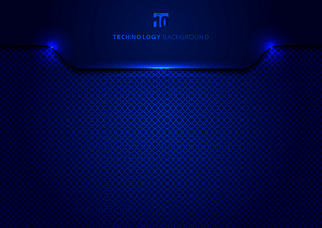 Template technology concept geometric header blue and black grid background and texture. Vector illustration