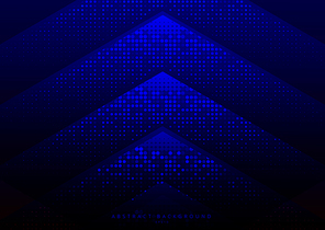 Abstract geometric triangle with dots pattern halftone texture on blue background technology style. Vector illustration