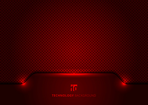 Template technology concept geometric header red and black grid background and texture. Vector illustration