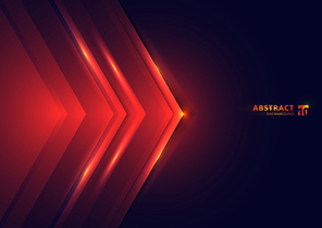 Abstract technology concept red lights triangle on dark background with space for you text. Vector illustration