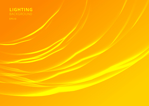 Abstract lighting curved lines on yellow background. Vector illustration