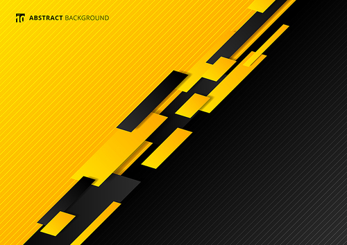 Abstract technology template geometric diagonal overlapping separate contrast yellow and black background. Vector illustration