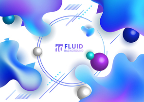 Abstract fluid blue gradient color irregular shape on white background with geometric element. Liquid composition with trendy. Vector illustration