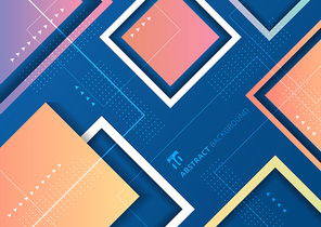 Abstract colorful gradient geometric squares shape on blue background technology style. Vector illustration