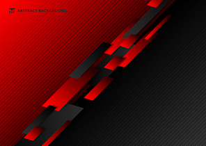 Abstract technology template geometric diagonal overlapping separate contrast red and black background. Vector illustration