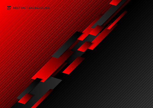Abstract technology template geometric diagonal overlapping separate contrast red and black background. Vector illustration