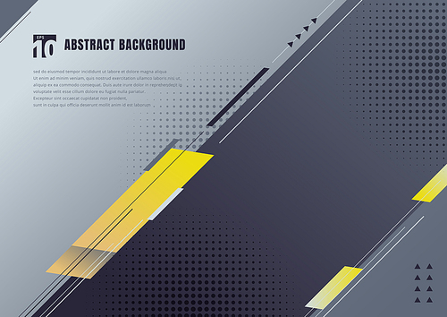 Abstract template geometric diagonal elements background. Blue, yellow and black oblique lines and triangles. Vector illustration
