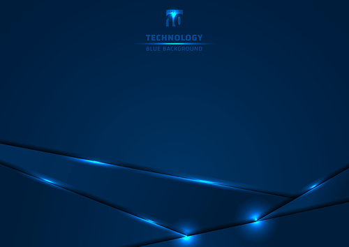 Template metallic blue and shine lighting frame layout design technology innovation concept with space your text. Vector illustration