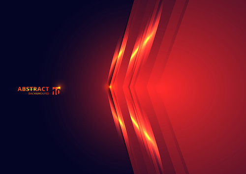 Abstract technology concept red lights triangle on dark background with space for you text. Vector illustration