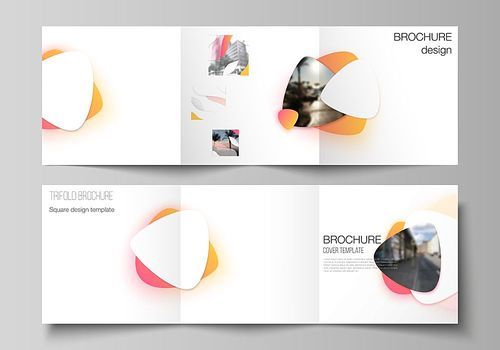 The minimal vector editable layout of square format covers design templates for trifold brochure, flyer, magazine. Yellow color gradient abstract dynamic shapes, colorful geometric template design