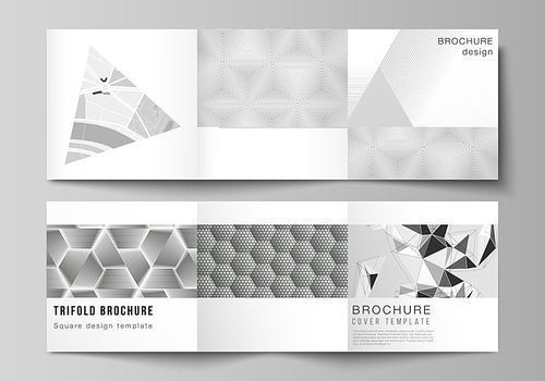 Minimal vector editable layout of square format covers design templates for trifold brochure, flyer, magazine. Abstract geometric triangle design background using different triangular style patterns