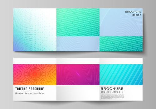 The minimal vector editable layout of square format covers design templates for trifold brochure, flyer, magazine. Abstract geometric pattern with colorful gradient business background