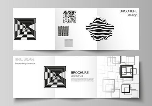 The minimal vector layout of square format covers design templates for trifold brochure, flyer, magazine. Trendy geometric abstract background in minimalistic flat style with dynamic composition
