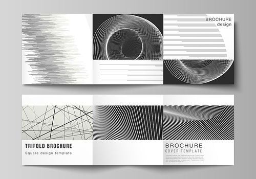 Minimal vector layout of square format covers design templates for trifold brochure, flyer, magazine. Geometric abstract background, futuristic science and technology concept for minimalistic design.