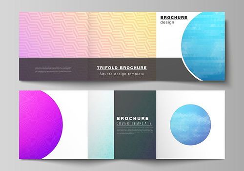 The minimal vector editable layout of square format covers design templates for trifold brochure, flyer, magazine. Abstract geometric pattern with colorful gradient business background