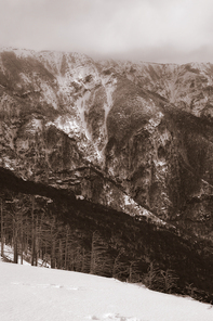 wintry mountains landscape. outdoor shot