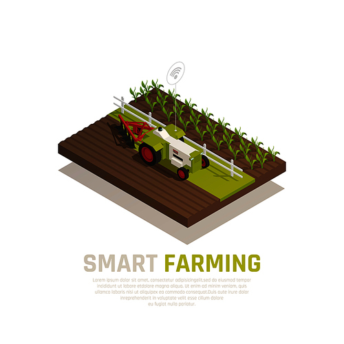 Smart farming composition with agriculture and harvest symbols isometric vector illustration