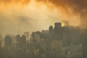 Hong Kong, Hong Kong - November 6 2019 : Hong Kong cityscape, view from mountains