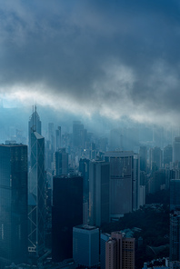 Hong Kong, Hong Kong - November 6 2019 : Hong Kong cityscape, view from mountains