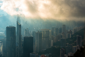 Hong Kong, Hong Kong - November 6 2019 : Hong Kong cityscape, view from mountains