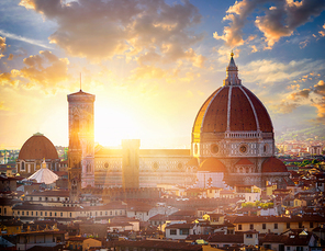 View on Florence and Basilica of Saint Mary of the Flower, Italy