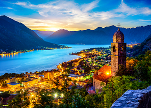 Church of Our Lady of Remedy in Kotor at sunset