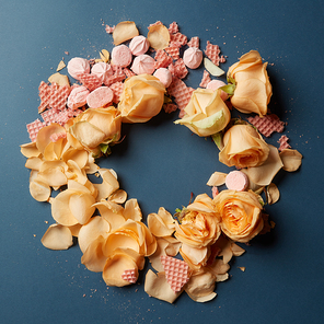 heart waffles and rose petals