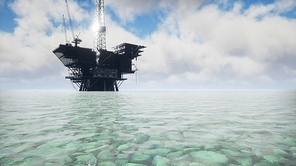 Large Pacific Ocean offshore oil rig drilling platform