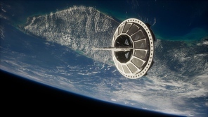 futuristic Space satellite orbiting the earth. Elements of this image furnished by NASA