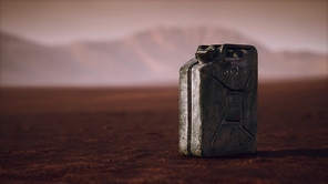 old rusty fuel canister in the desert
