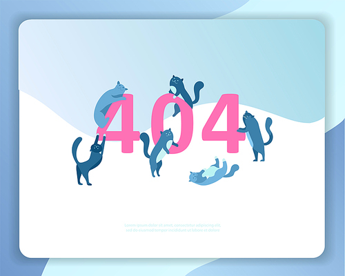 Landing page templates Error page illustration with cat or kitten characters and cat. Page not found. Vector concept illustration for 404 error with Funny cartoon workers