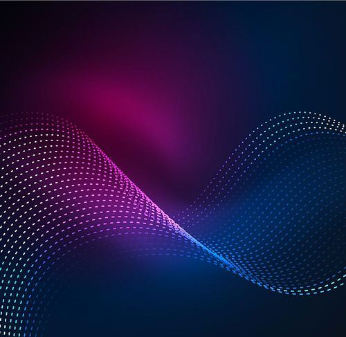 Vector wave particles background - 3D illuminated digital wave of glowing particles. Futuristic and technology vector illustration, HUD modern element