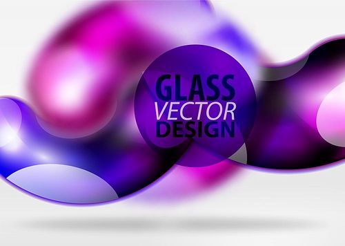 Digital techno abstract background, grey 3d space with purple glass curvy bubble. Vector technology abstract background