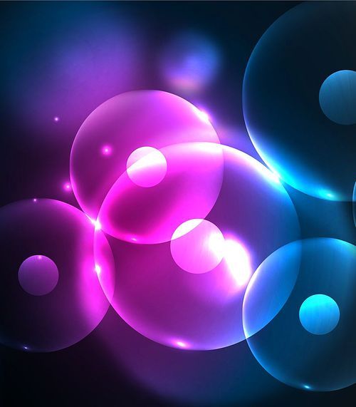 Blurred glowing circles, digital abstract background. Vector hi-tech futuristic template