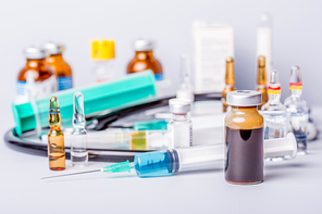 syringes with ampules of drugs