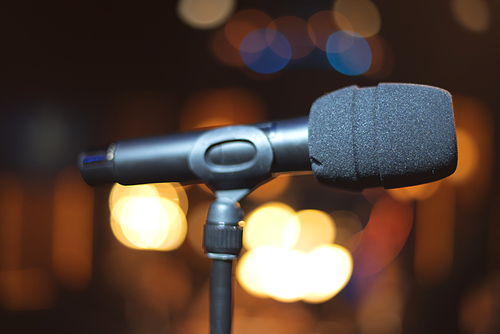 microphone on stage before the performance of the artist