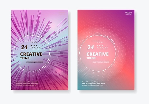 Modern abstract covers with gradient shapes and ray composition design.