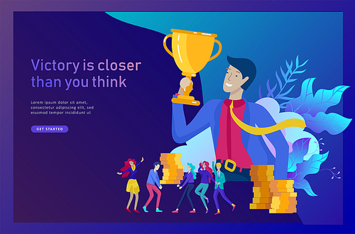 Business Team Success hold Golden winner cup, concept of people are ...