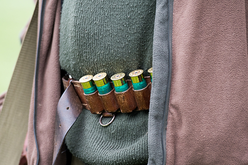 A cartridge belt full of 12 bore cartridges